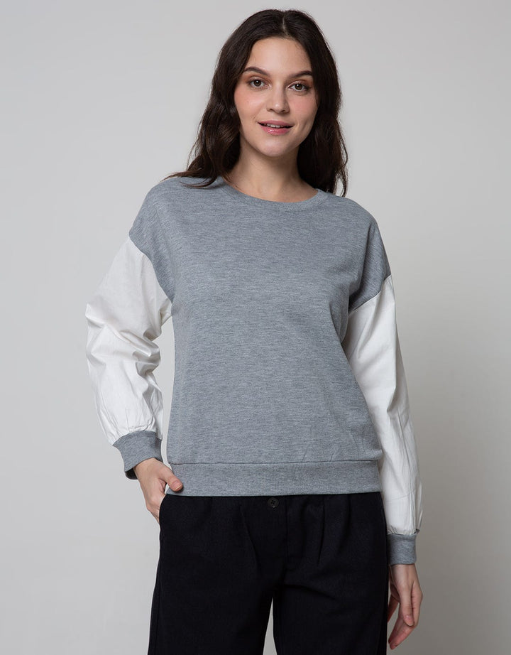 Details Sweatshirt With Combo Fabric