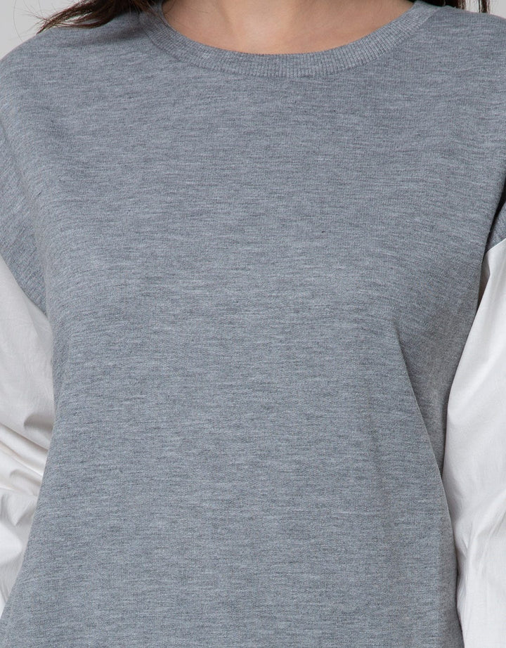 Details Sweatshirt With Combo Fabric