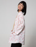 Details Blazer Buttons Leaf Prints Pink On