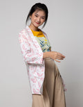 Details Blazer Buttons Leaf Prints Pink On