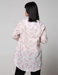 Details Blazer Buttons Leaf Prints Pink On