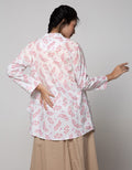 Details Blazer Buttons Leaf Prints Pink On
