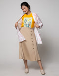 Details Blazer Buttons Leaf Prints Pink On