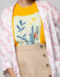Details Blazer Buttons Leaf Prints Pink On