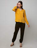 Connexion Long Sleeve Blouse Rayon Crinkle With Lace