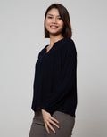 Connexion Long Sleeve Blouse Rayon Crinkle With Lace