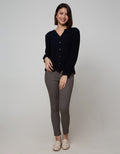 Connexion Long Sleeve Blouse Rayon Crinkle With Lace