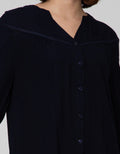 Connexion Long Sleeve Blouse Rayon Crinkle With Lace