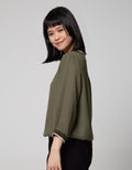 Connexion Blouse 78 Sleeve Vsc Combi Twill Tape Neck Hand