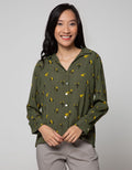Connexion Long Sleeve Shirt Print Flower V-Neck