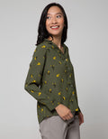Connexion Long Sleeve Shirt Print Flower V-Neck