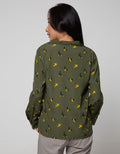 Connexion Long Sleeve Shirt Print Flower V-Neck