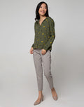 Connexion Long Sleeve Shirt Print Flower V-Neck