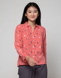 Connexion Long Sleeve Shirt Print Flower V-Neck