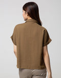 Connexion Short Sleeve Shirt Poly Texture With Horn Button