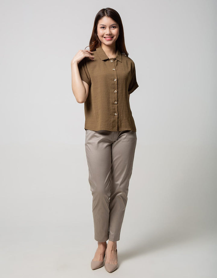Connexion Short Sleeve Shirt Poly Texture With Horn Button