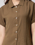 Connexion Short Sleeve Shirt Poly Texture With Horn Button