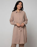 Connexion Long Sleeve Midi Dress Shirt Basic With Belt