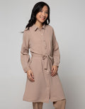 Connexion Long Sleeve Midi Dress Shirt Basic With Belt
