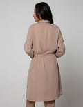 Connexion Long Sleeve Midi Dress Shirt Basic With Belt