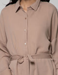 Connexion Long Sleeve Midi Dress Shirt Basic With Belt