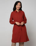 Connexion Long Sleeve Midi Dress Shirt Basic With Belt