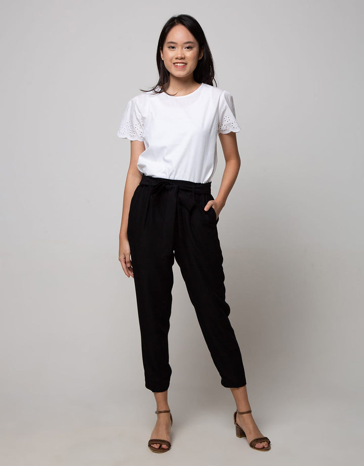 Connexion Ankle Pants With Half Elastic Hem Bottom