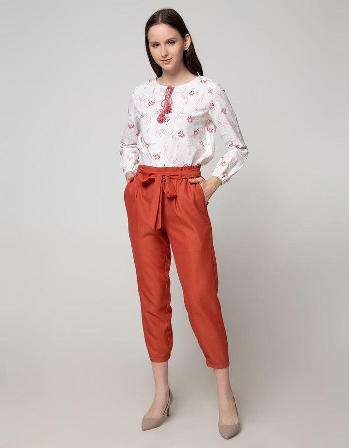 Connexion Ankle Pants With Half Elastic Hem Bottom