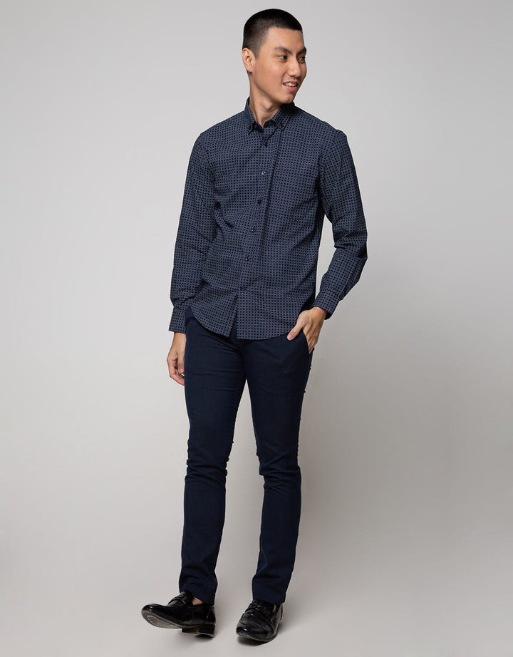 Cole Long Sleeve Shirt Print Us Slim Button Down