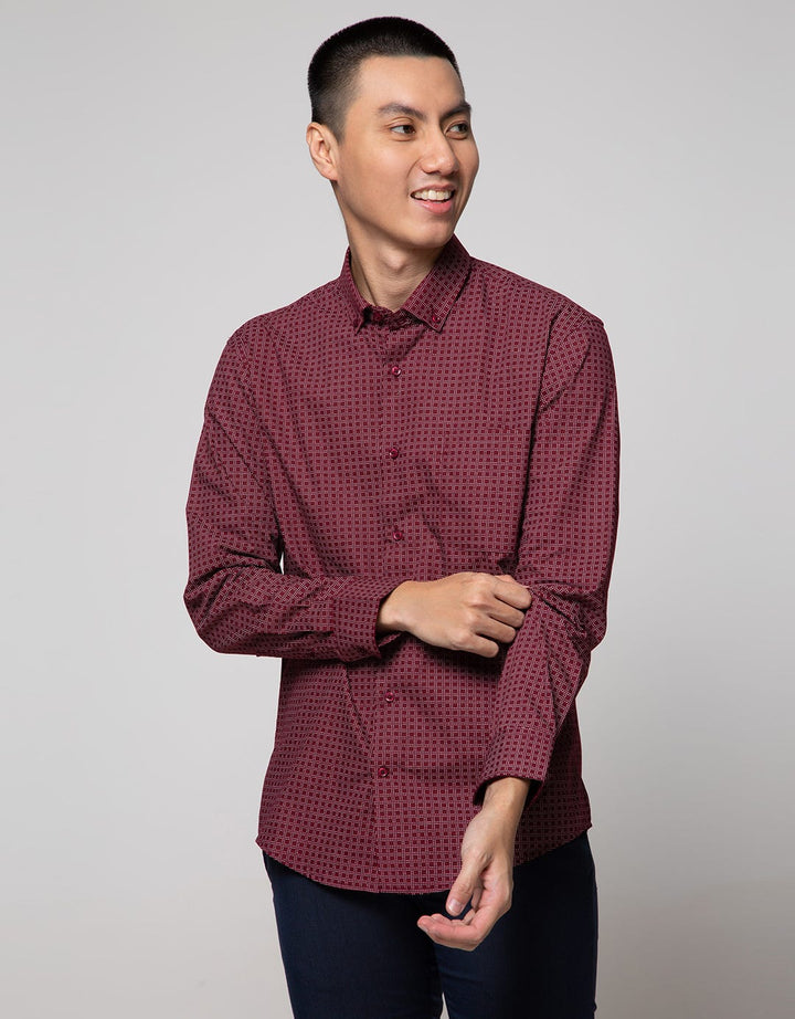Cole Long Sleeve Shirt Print Us Slim Button Down