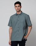 Stanley Adams Short Sleeve Shirt Print Regular Bottle Green