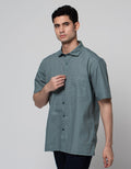 Stanley Adams Short Sleeve Shirt Print Regular Bottle Green