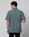 Stanley Adams Short Sleeve Shirt Print Regular Bottle Green
