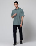 Stanley Adams Short Sleeve Shirt Print Regular Bottle Green
