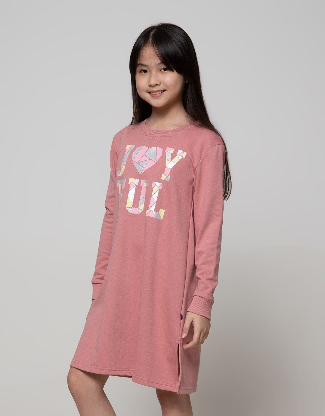 Nevada Long Sleeve Midi Dress Joyfull Silver Foil