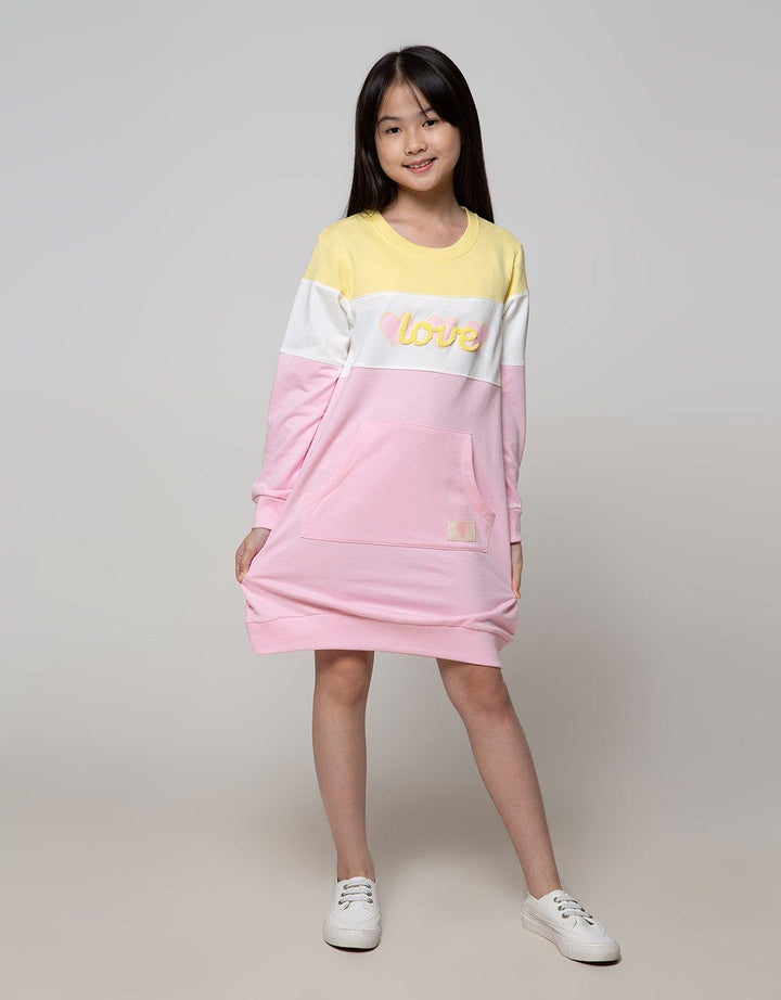 Nevada Long Sleeve Midi Dress Embroidered Towel Love Cut And Sewn