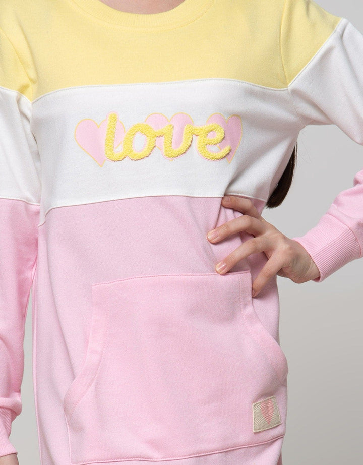 Nevada Long Sleeve Midi Dress Embroidered Towel Love Cut And Sewn