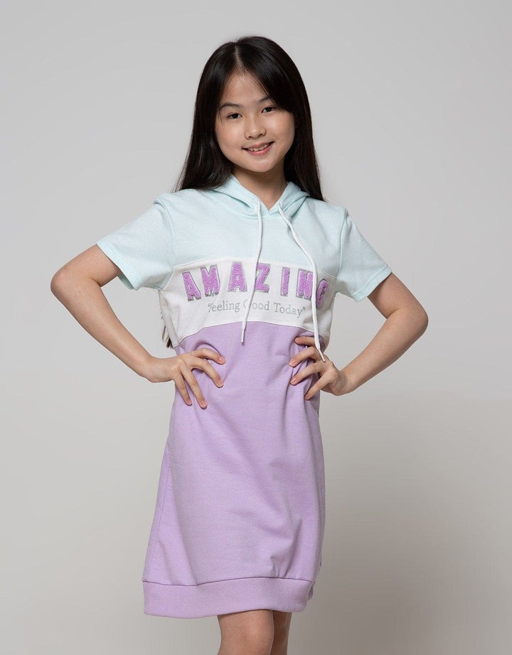 Nevada Short Sleeve Midi Dress Bordie With Hoodie