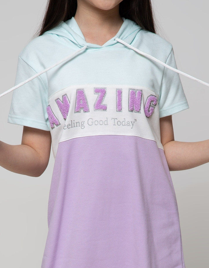 Nevada Short Sleeve Midi Dress Bordie With Hoodie