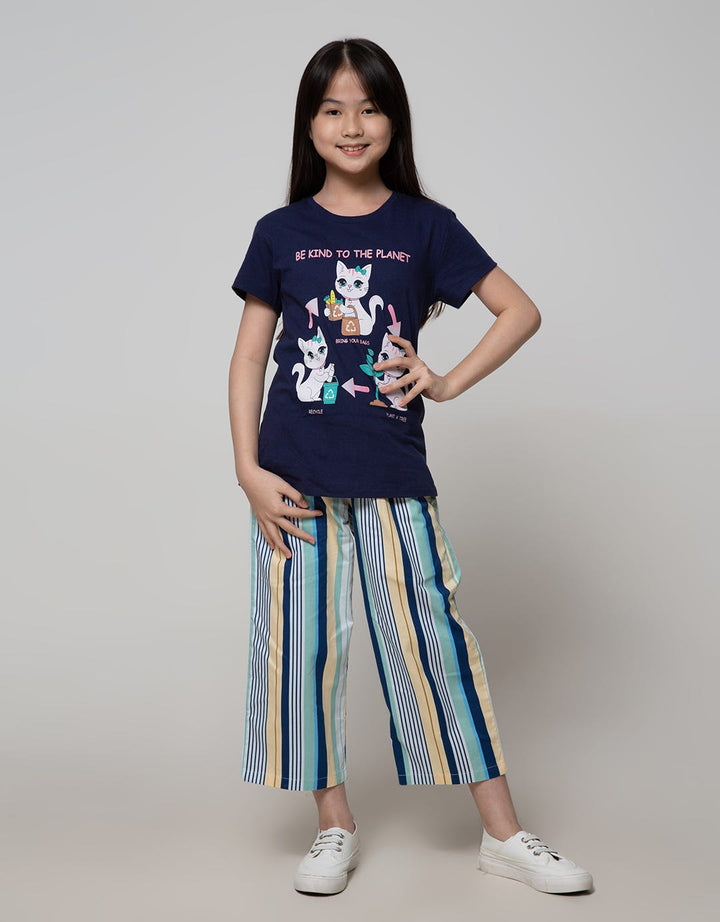 Nevada Long Pants Cullote With Stripes Print