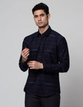 Stanley Adams Long Sleeve Shirt Stripe Black Slim Point Collar
