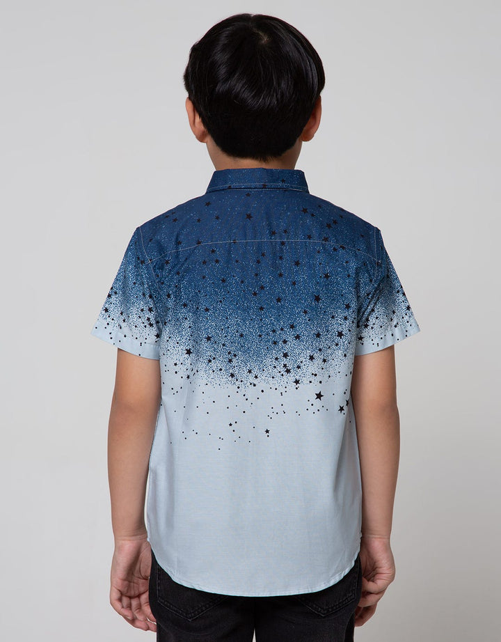 Aero Short Sleeve Shirt Full Print Regu Poplin Print Splash