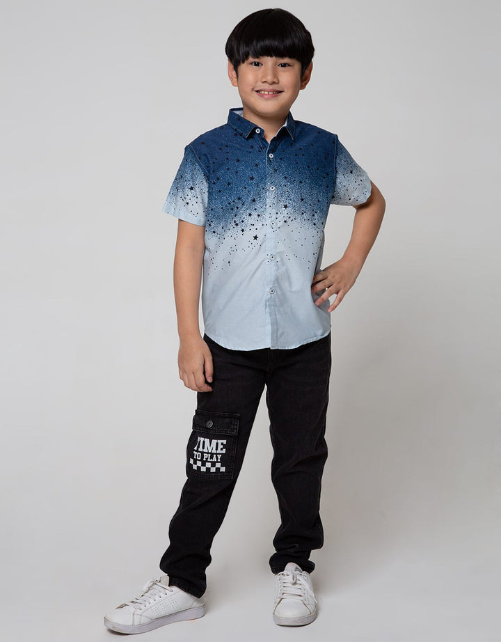 Aero Short Sleeve Shirt Full Print Regu Poplin Print Splash