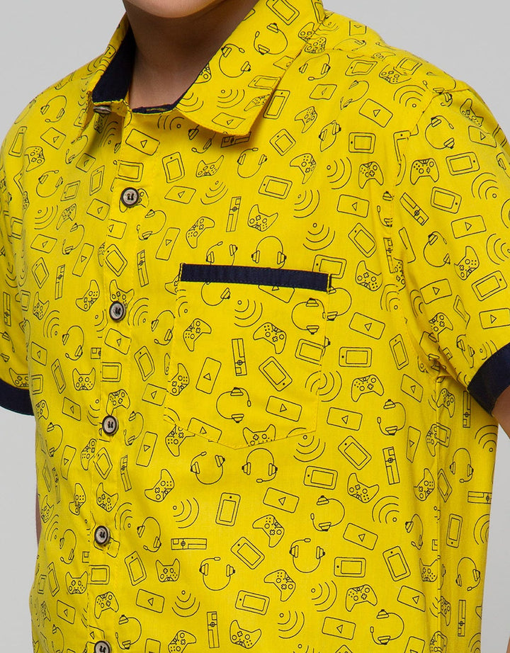 Aero Short Sleeve Shirt Shirt Full Print Poplin Print Games