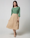Connexion Midi Skirt Crinkle Rayon Slit Half