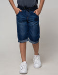 Little M Denim Short Rib Bordir Dino Whisker