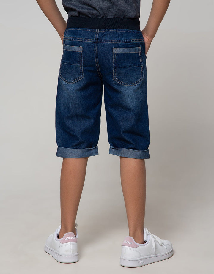 Little M Denim Short Rib Bordir Dino Whisker