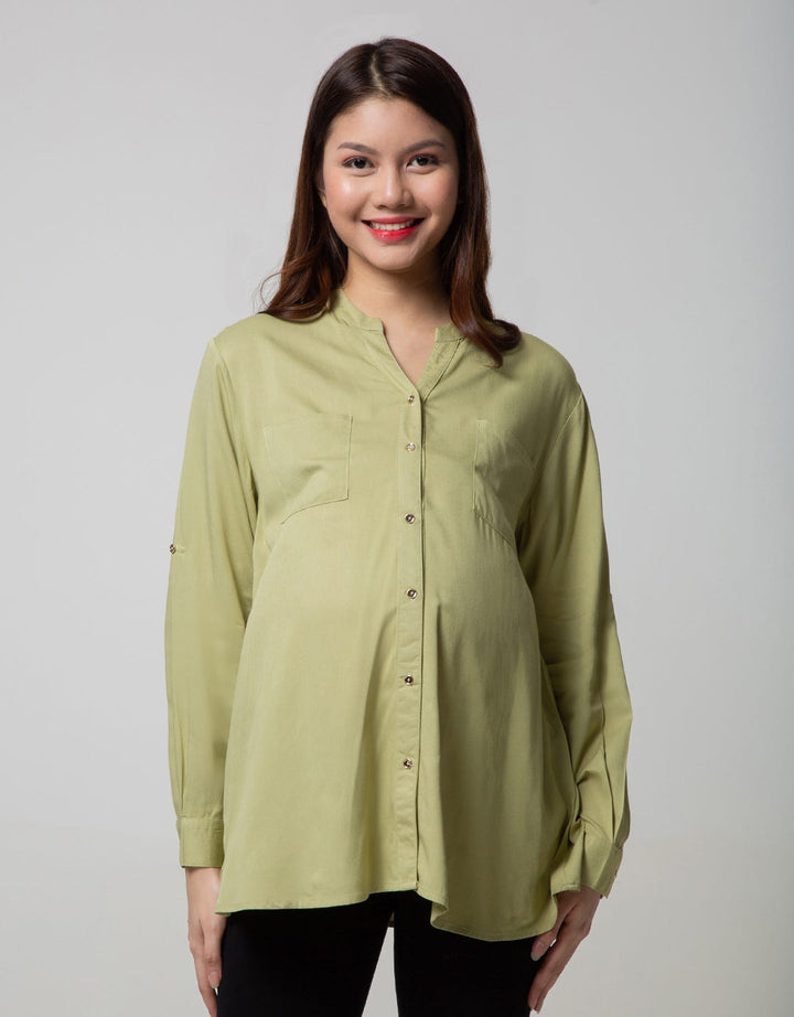 St. Yves Mom Long Sleeve Blouse Rayon V-neck