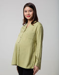 St. Yves Mom Long Sleeve Blouse Rayon V-neck