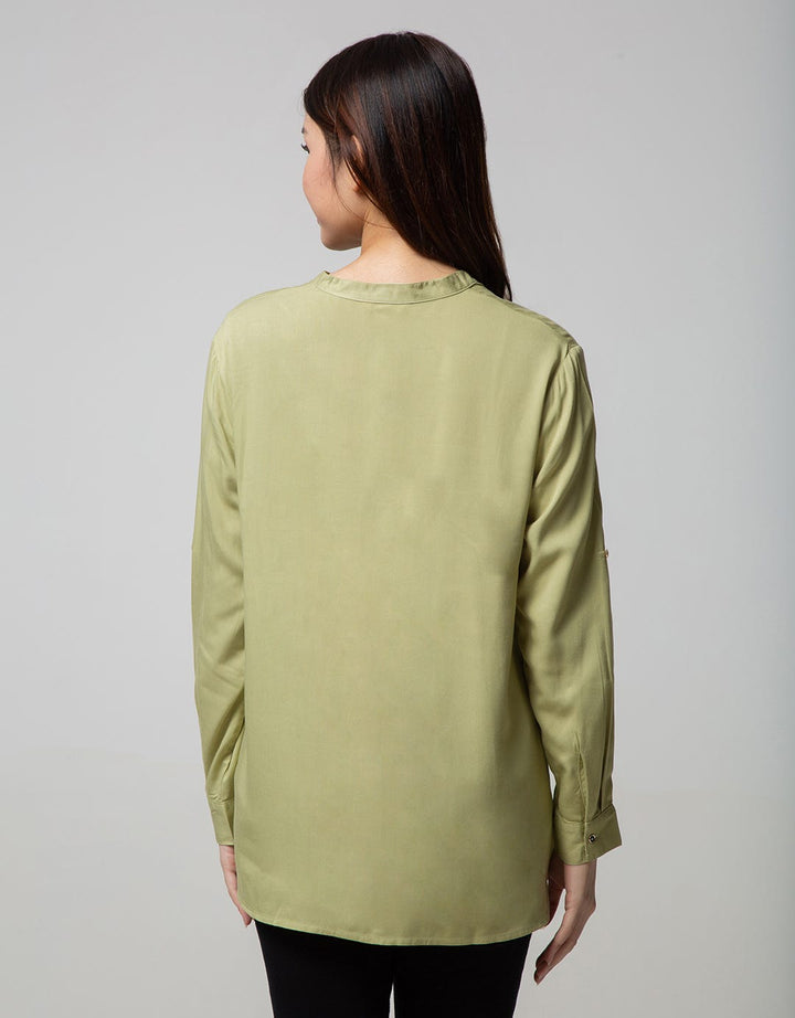 St. Yves Mom Long Sleeve Blouse Rayon V-neck